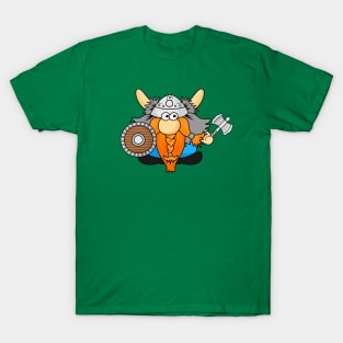 Funny Little Viking Warrior Cartoon Illustration T-Shirt